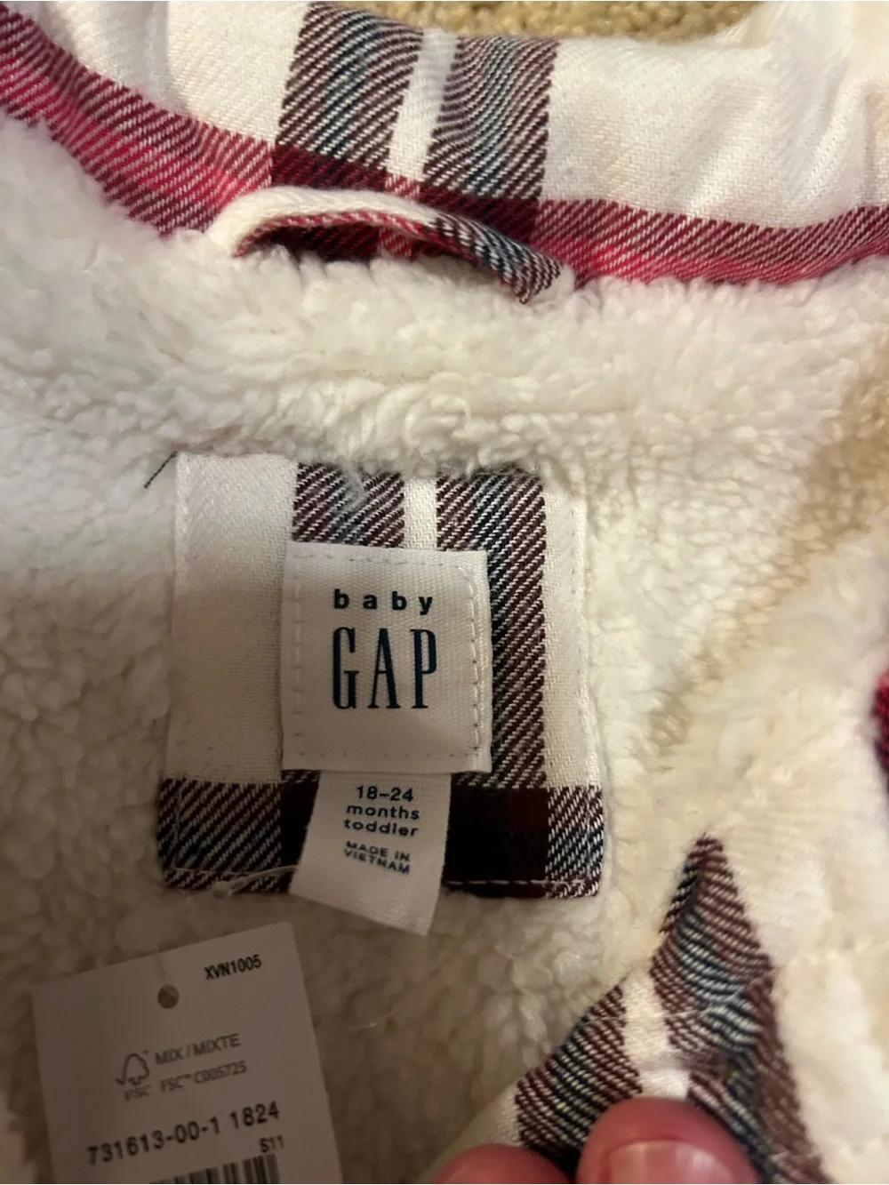 GAP Girls Plaid Button-Down Shirt Jacket in White, Pink & Gray. NWT